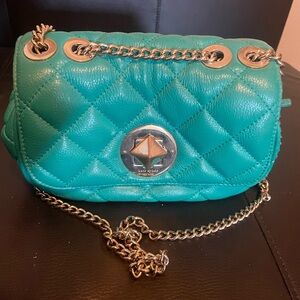 Kate Spade Quilted Leather Shoulder Bag – Teal with Chain Strap